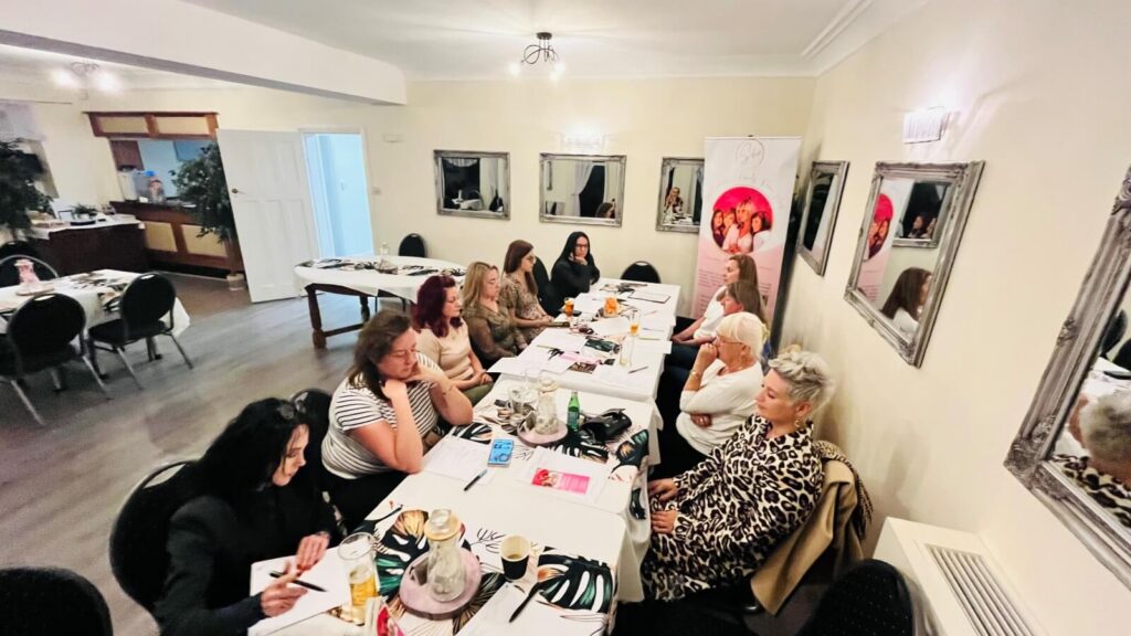 Women taking part in a She Connects workshop in Slough, learning, sharing, and growing together.